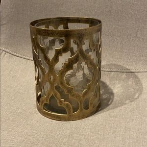 Bronze/ Glass Pillar Candle Holder